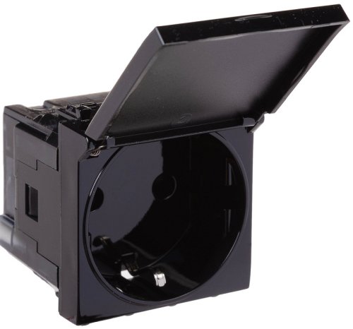 Розетка с заземлением модульная DKC Avanti 1-м. 2 мод. крышка шторки черный квадрат фото Розетка с заземлением модульная DKC Avanti 1-м. 2 мод. крышка шторки черный квадрат картинка